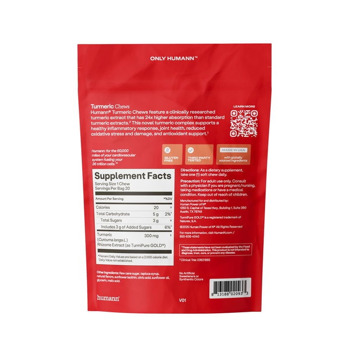 Humann Turmeric Chews, Orange Citrus Flavor, 30 Ct