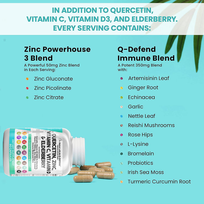 Clean Nutraceuticals Quercetin Zinc Immune Support 60 Caps