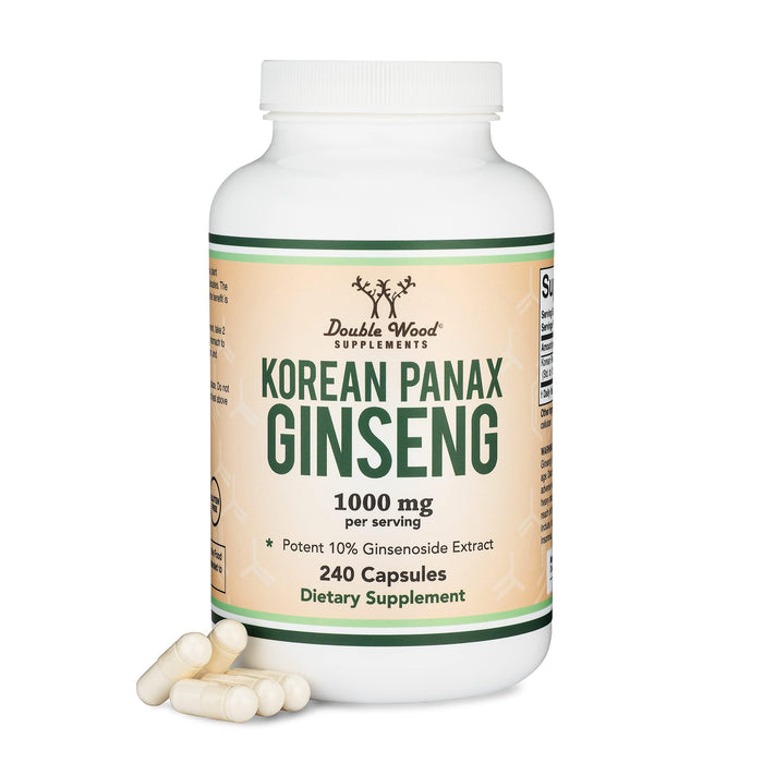 Double Wood - Korean Red Panax Ginseng, 1000mg Extra Strength, 10% Ginsenosides, 240 Caps
