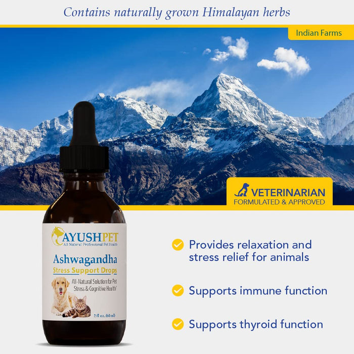 Ayush Pet Stress Support Ashwagandha Drops 2 oz.