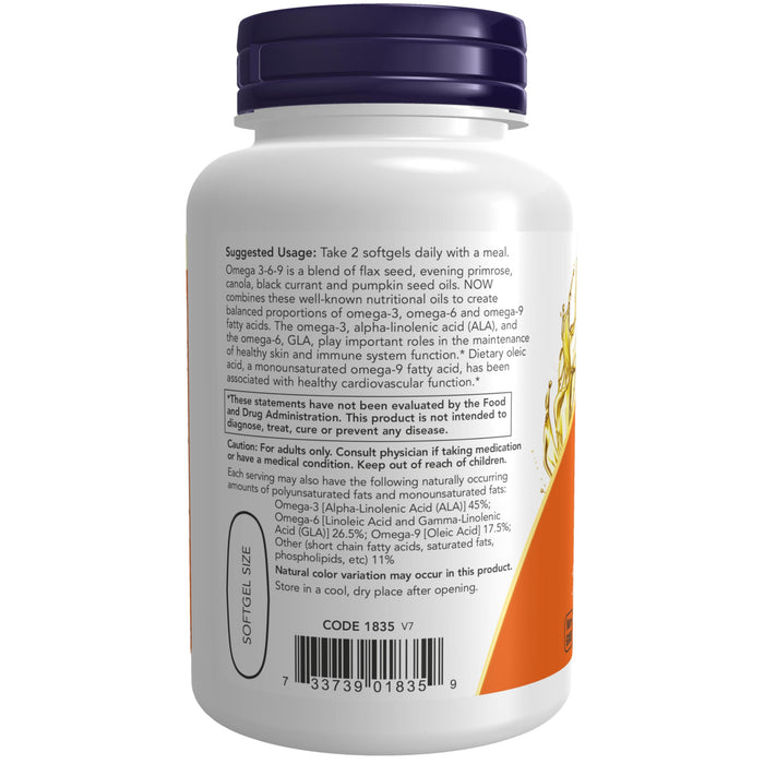 NOW Foods Supplements, Omega 3-6-9 1000 mg 100 Softgels