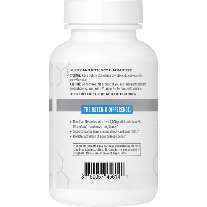 NBI Osteo-K Bone Support | Vitamin D & K Complex with Calcium Citrate Supplement | 45mg Vitamin K2 (MK4) for Strong Bone Health & Function | 180ct Veggie Capsules