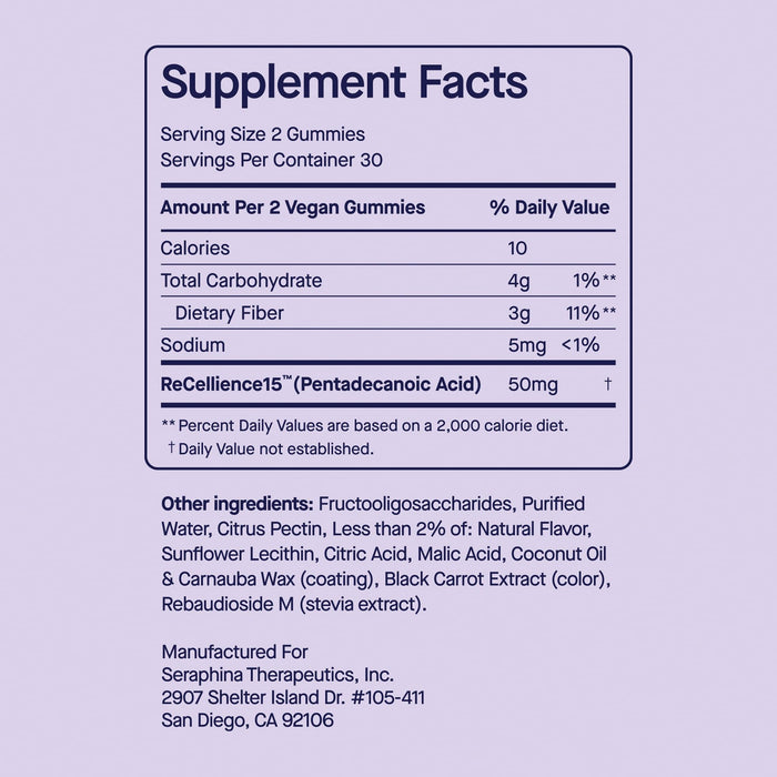 Fatty15 C15:0 Healthy Aging Supplements Kids Gummies - 60 Vegan Gummies