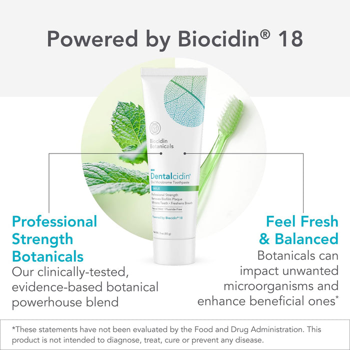 Biocidin Dentalcidin Mint Fluoride Free Whitening Toothpaste, 3 Oz