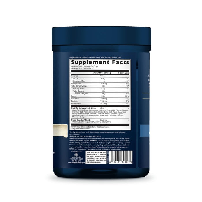 Ancient Nutrition Multi Protein Animal Based Powder Vanilla -15 Servings