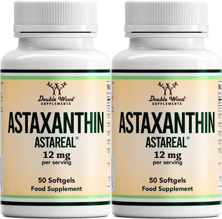 Double Wood 2er Pack ASTAREAL Natural Astaxanthin - 2 x 50 Softgels - 12mg natürliches Astaxanthin pro Portion