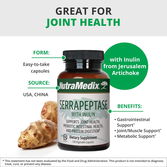 NutraMedix Serrapeptase with Inulin, 120 Capsules