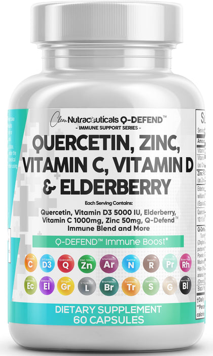 Clean Nutraceuticals Quercetin Zinc Immune Support 60 Caps