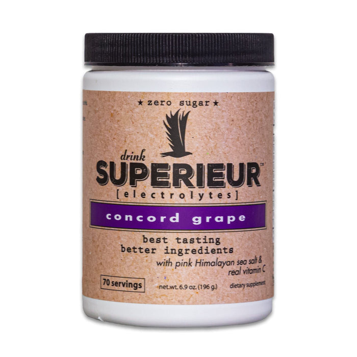 Superieur Electrolytes Plant Based Electrolyte Supplement Concord Grape 70 Servings