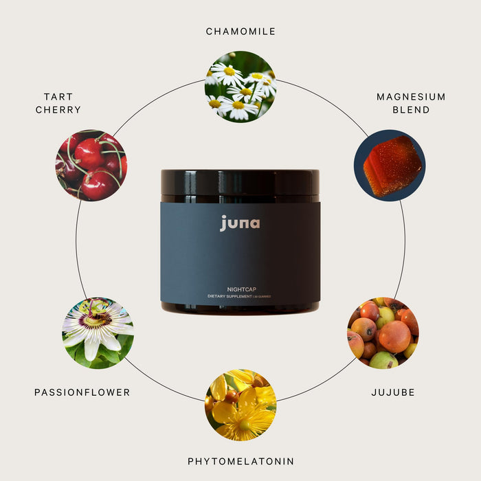 Juna Nightcap Sleep Gummies, Plant-Based Melatonin, Non-Groggy, 0g Sugar