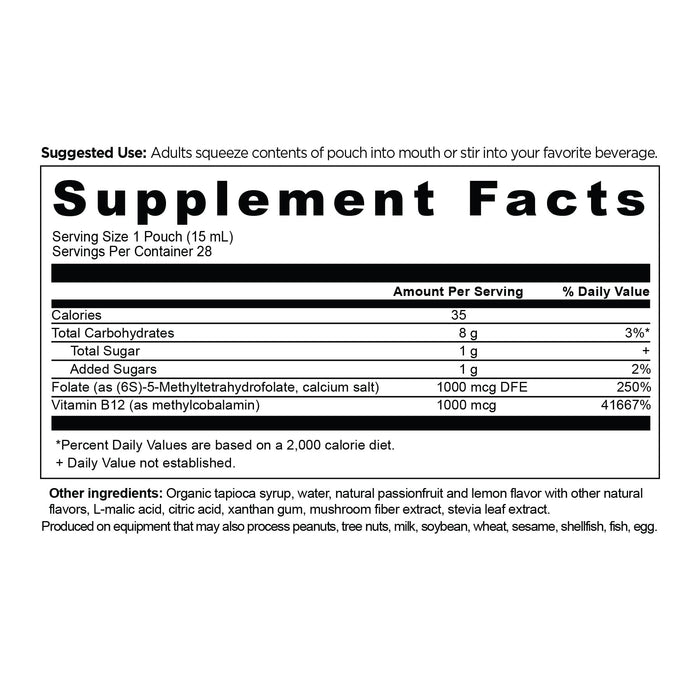 Ancient Nutrition Methylated B Vitamin Gel, Passionfruit Lemonade - 15packs