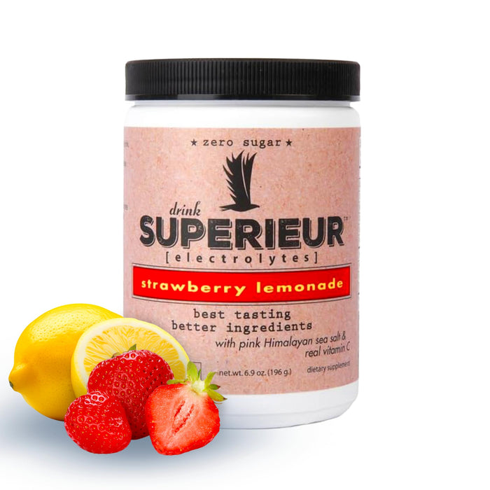 Superieur Electrolytes Plant Based Electrolyte Supplement Strawberry Lemon 70 Serv