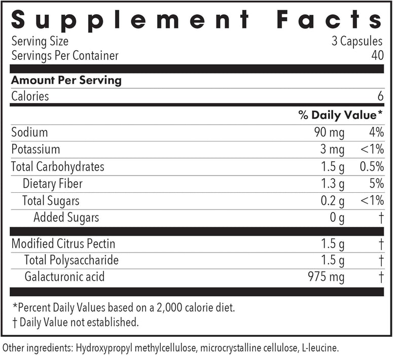 Allergy Research Group Modified Citrus Pectin - Low Molecular Weight - Cleansing - 120 Vegetarian Capsules