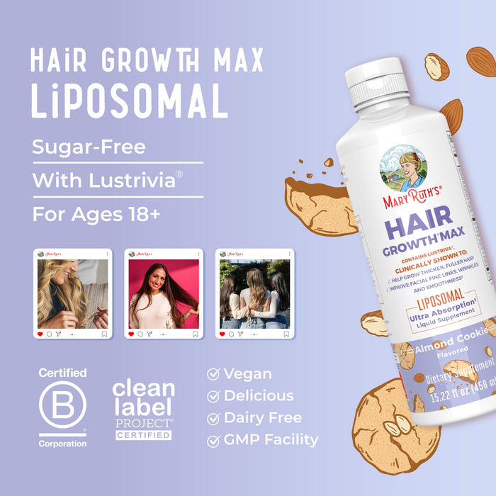MaryRuth Organics Women's Hair Growth MAX Liposomal with Lustriva® 15.22 Fl Oz