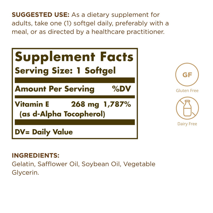 SOLGAR Vitamin E 268 mg (400 IU) - 250 Softgels