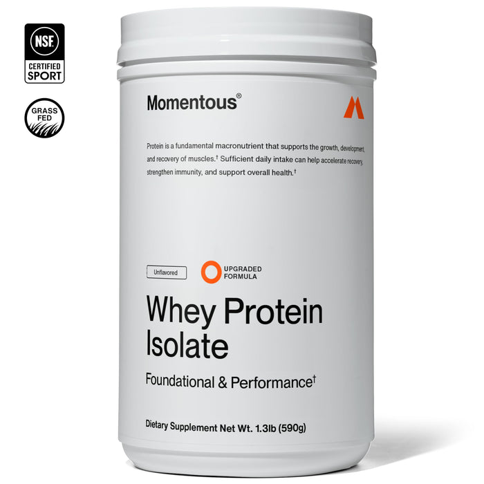 Momentous Grass-Fed Whey Protein Isolate Powder, Unflavored 20 Servings