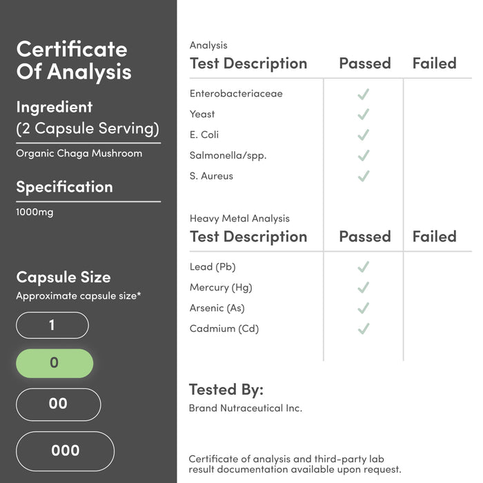 Double Wood Chaga Mushrooms Capsules 120 Count