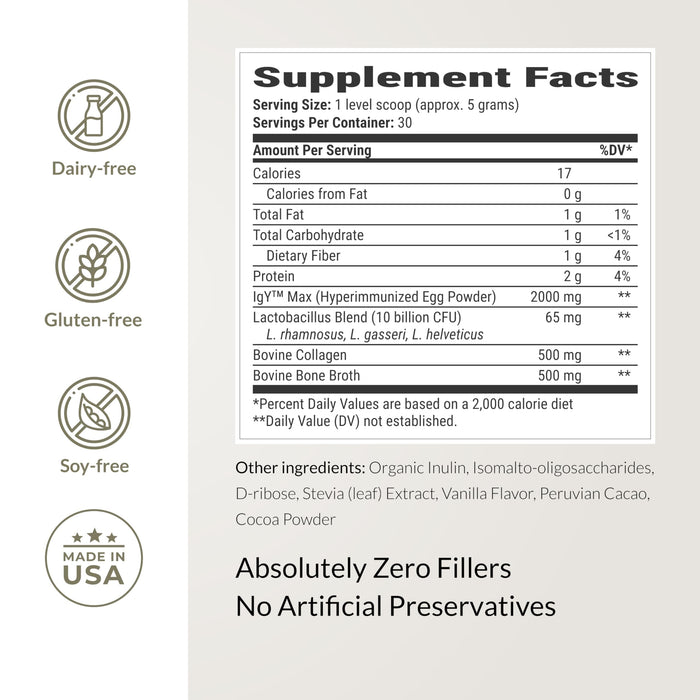Microbiome Breakthrough Gut Support Powder Chocolate Flavor - 30 Servings
