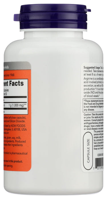 Now Foods Arginine 500mg Capsules, 100 capsules