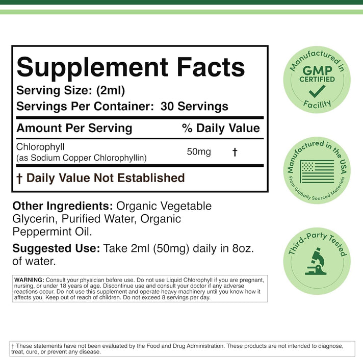 Double Wood - Liquid Chlorophyll Drops, Peppermint Flavored, 2 fl oz