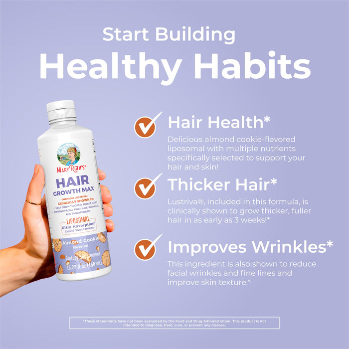 MaryRuth Organics Women's Hair Growth MAX Liposomal with Lustriva® 15.22 Fl Oz