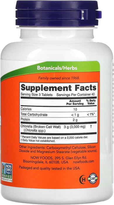 NOW Supplements, Chlorella 120 Tablets 1000 mg