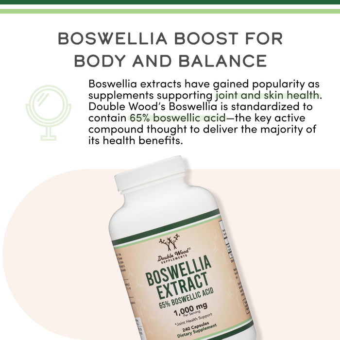 Double Wood - Boswellia Serrata Extract 1,000mg, Extra Strength, 240 Capsules