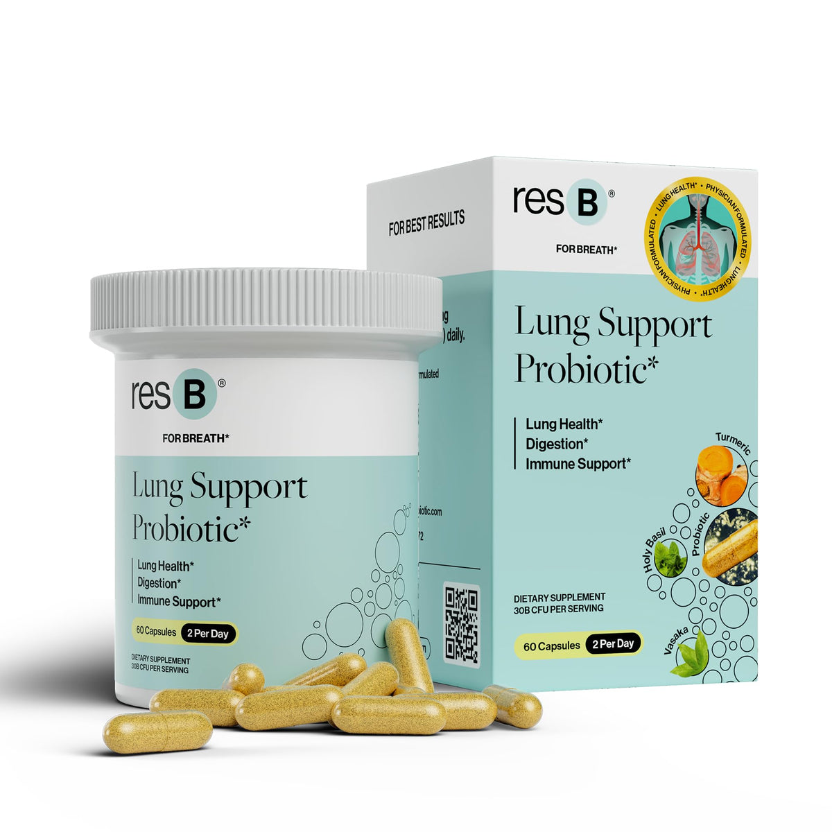 ResBiotic resB Soporte Pulmonar Probiótico - 60 Cápsulas — Hebron Nutrition