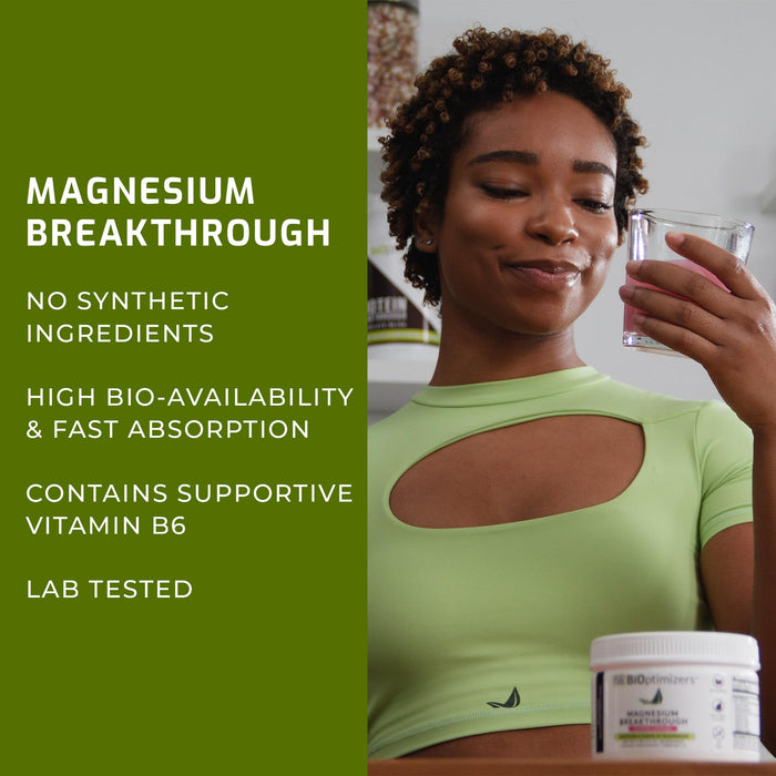 BiOptimizers Magnesium Breakthrough Drink Raspberry Lemonade 6 oz 30 Serv