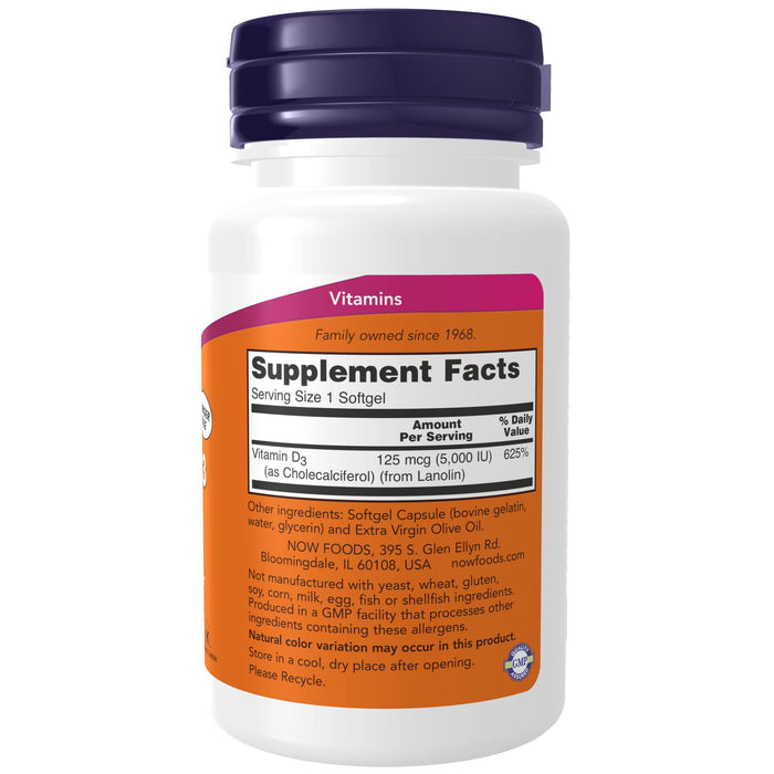 NOW Foods Vitamin D-3 5,000 IU 240 Softgels