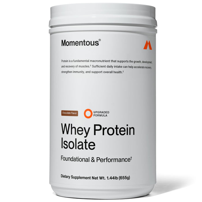Momentous Essential Grass-Fed Whey Protein Isolate 24 Servings Chocolate