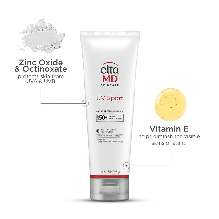 EltaMD UV Sport Sunscreen Lotion, SPF 50 Body Sunscreen - 8 oz Tube