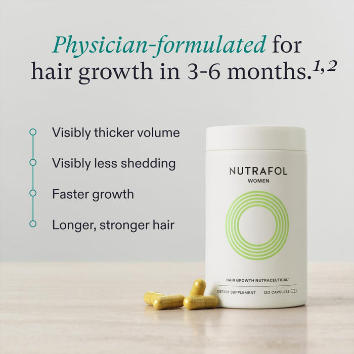 Nutrafol Suplemento para el crecimiento del cabello para mujer Clínicamente probado para cabello visiblemente más grueso y fuerte (suministro de 2 meses [botellas])