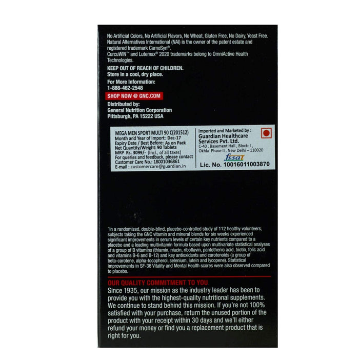 GNC Mega Men Sport Multivitamin 90 Caplets