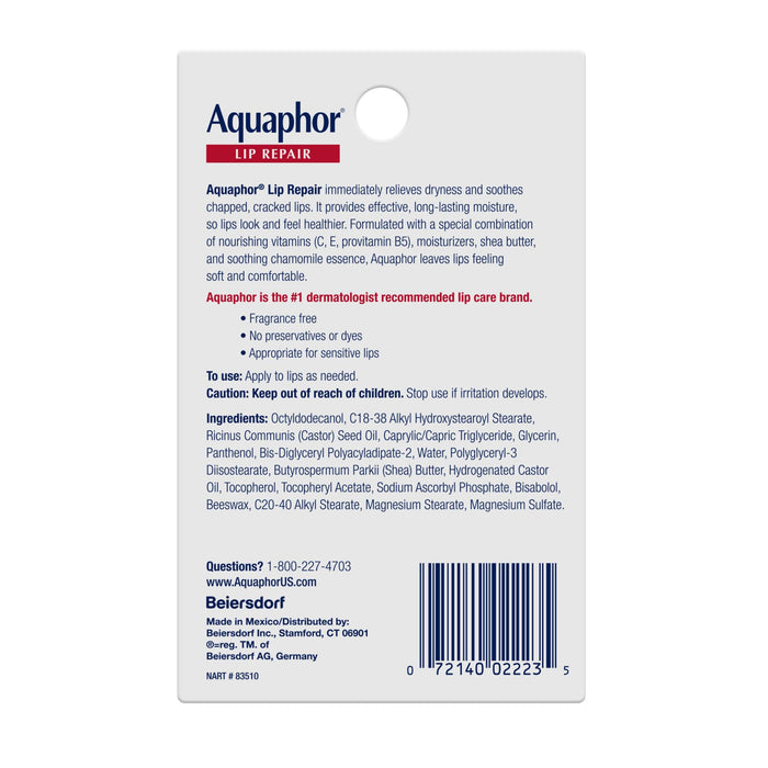 Aquaphor Lip Repair Ointment 0.35 Tube Pack of 2