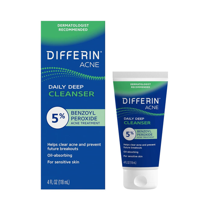 Differin Acne Face Wash Deep Cleanser with 5% Benzoyl Peroxide 4 oz