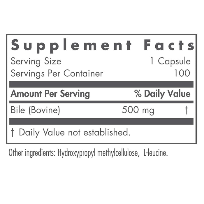 NutriCology Ox Bile 500 mg - Fat Digestion, Liver, Metabolic, GI Support - 100 Vegicaps