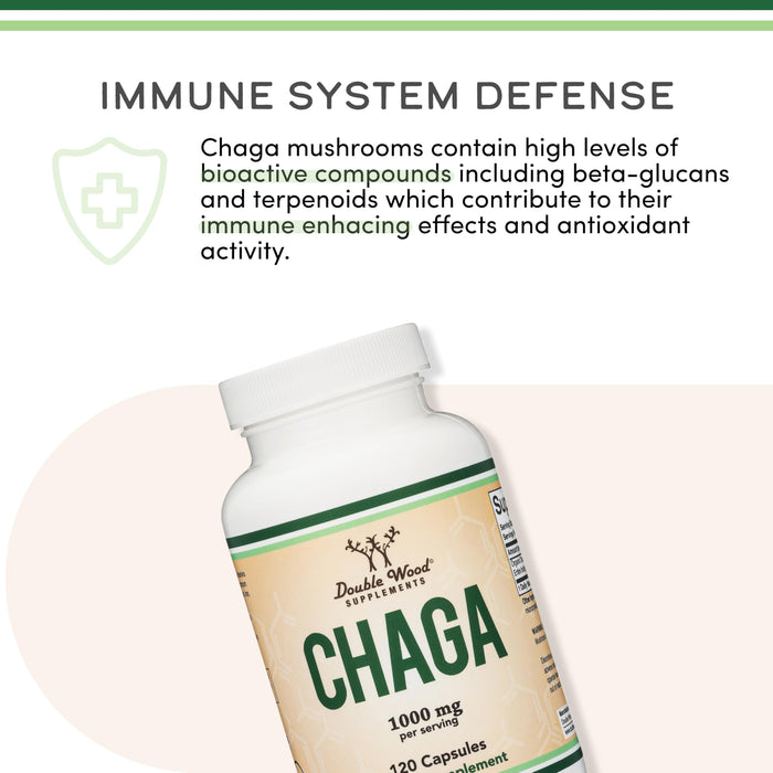 Double Wood Chaga Mushrooms Capsules 120 Count