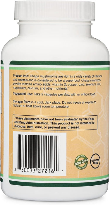 Double Wood Chaga Mushrooms Capsules 120 Count