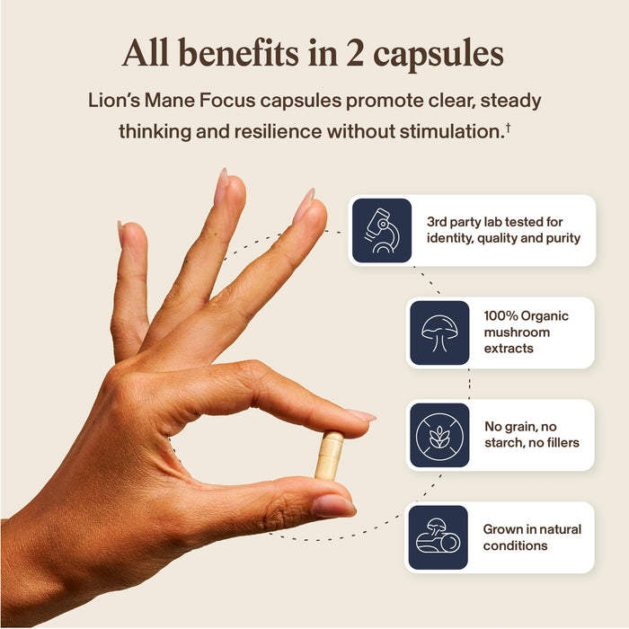 Real Mushrooms Lion’s Mane Focus Capsules - 90 Count
