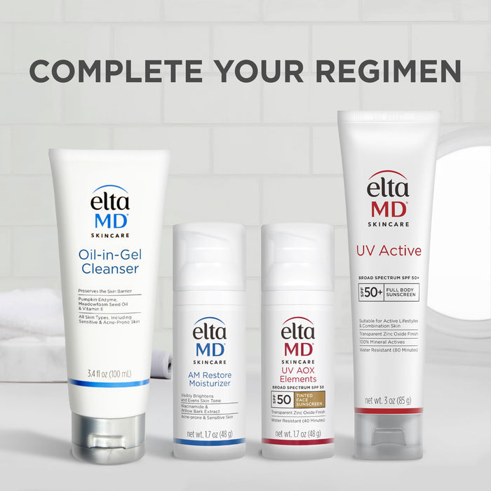 EltaMD UV Active 100% Mineral Sunscreen with Zinc Oxide, SPF 50+, 3 oz