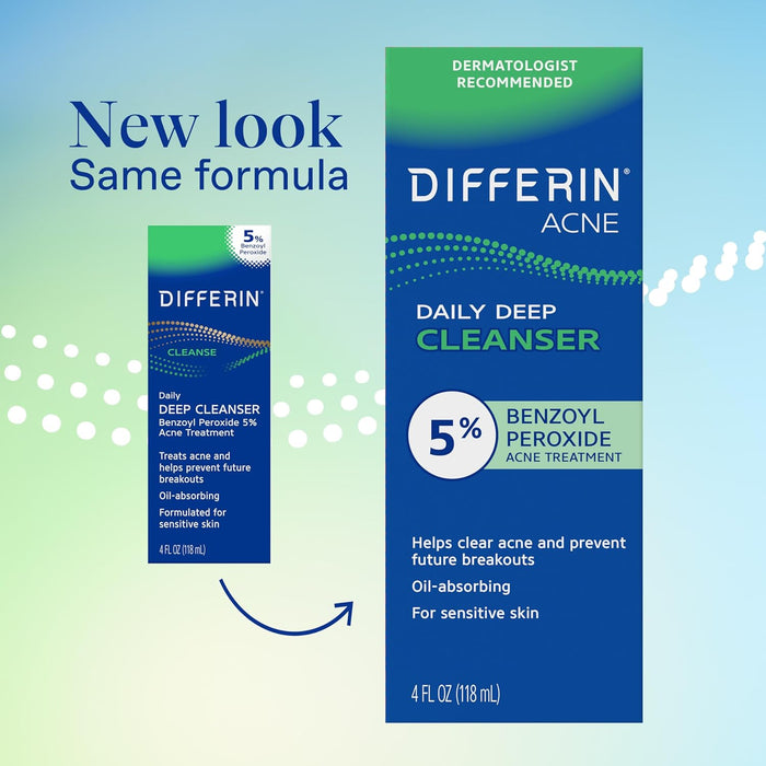 Differin Acne Face Wash Deep Cleanser with 5% Benzoyl Peroxide 4 oz
