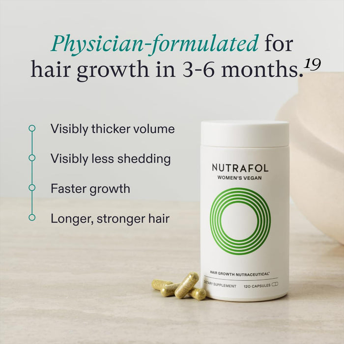 Nutrafol Women's Vegan Hair Growth Supplements 100% Vegan Ingredients 1 Month Supply Refill Pouch