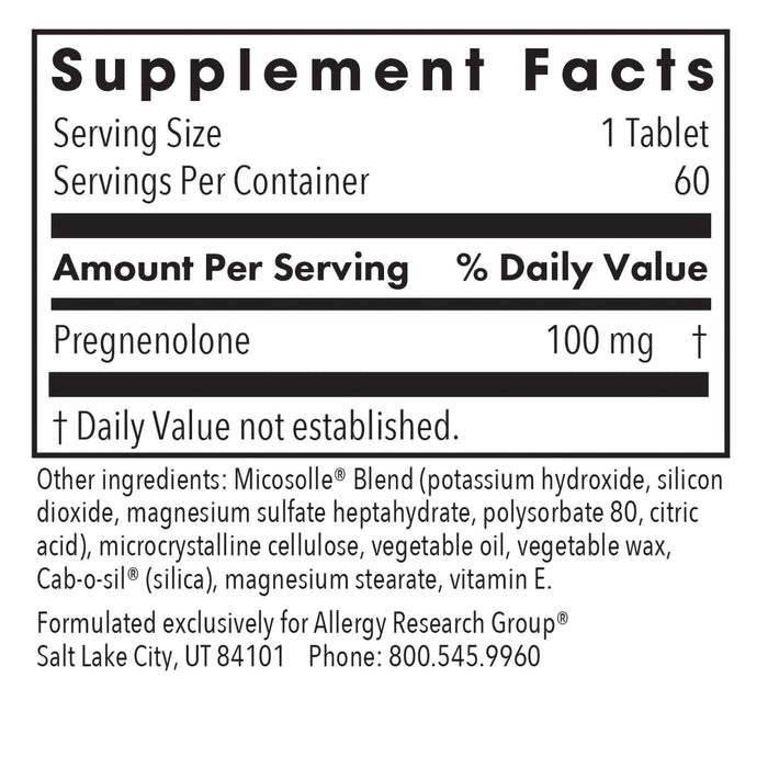 Allergy Research Group - Pregnenolone 100 mg - 60 Scored Tablets