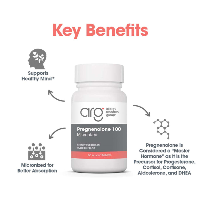 Allergy Research Group - Pregnenolone 100 mg - 60 Scored Tablets