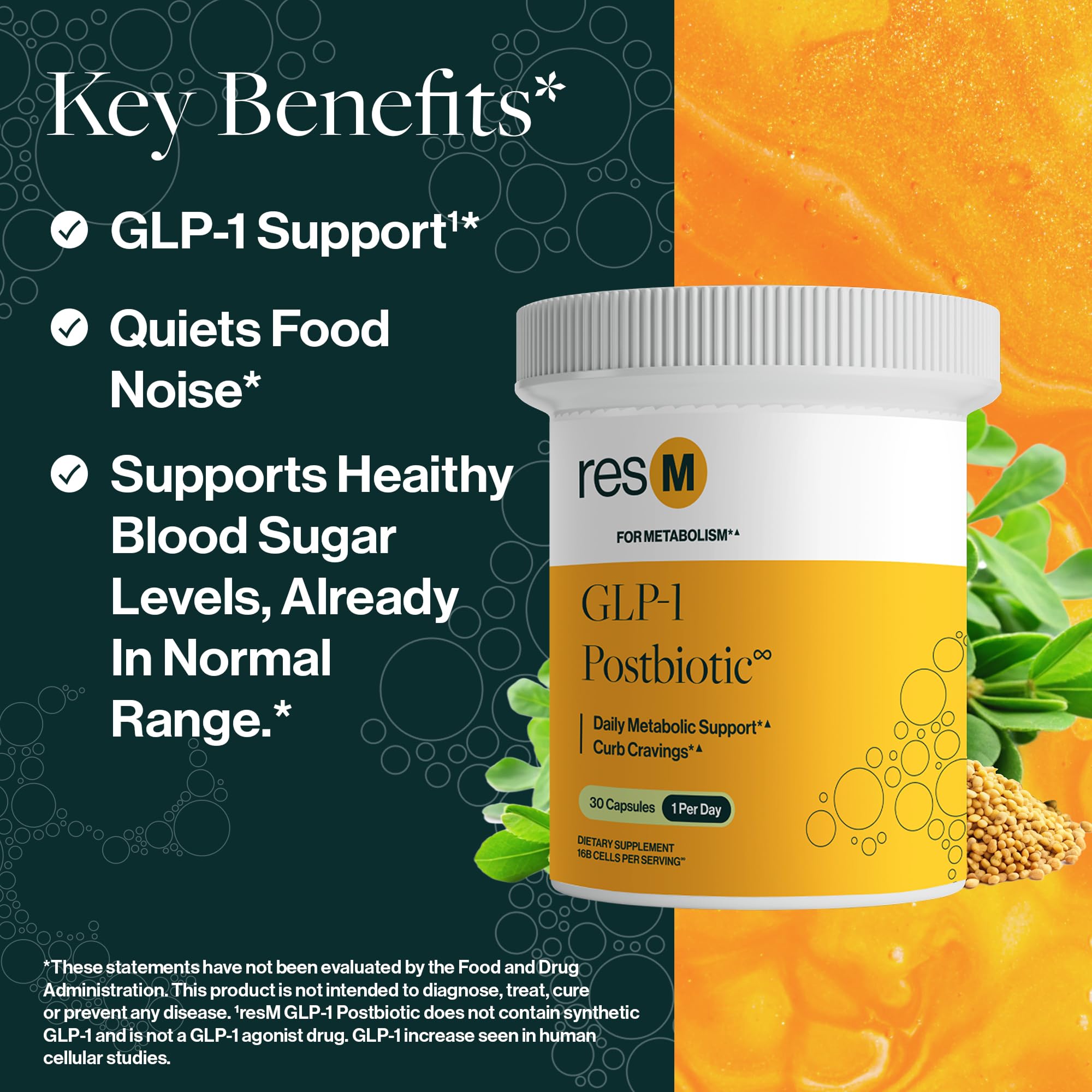ResBiotic resM GLP-1 Postbiotic 30 Vegetarian Capsules — Hebron Nutrition