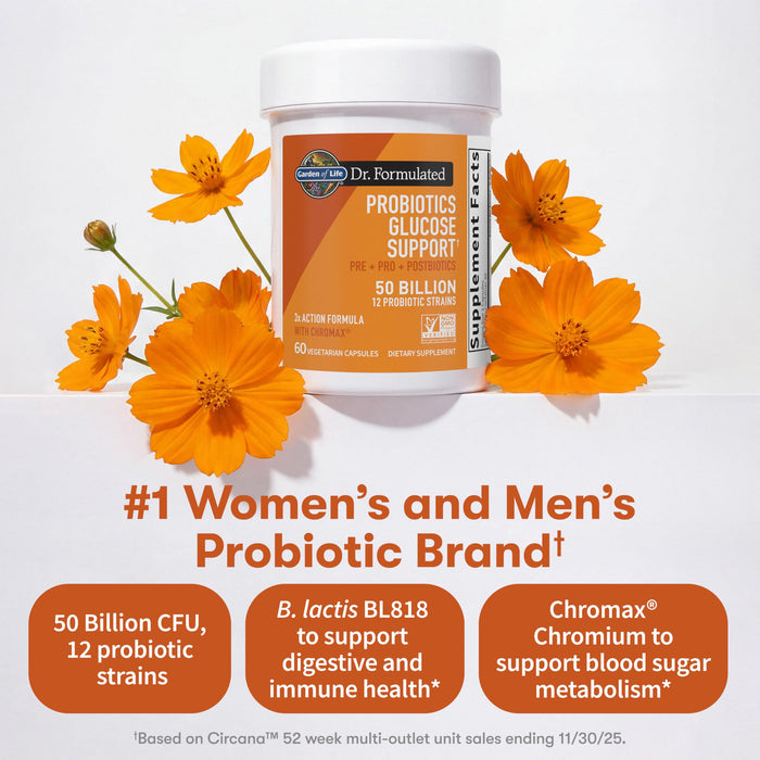 Garden of Life Dr. Formulated Glucose Support Probiotics with - 60 Vegetarian Capsules