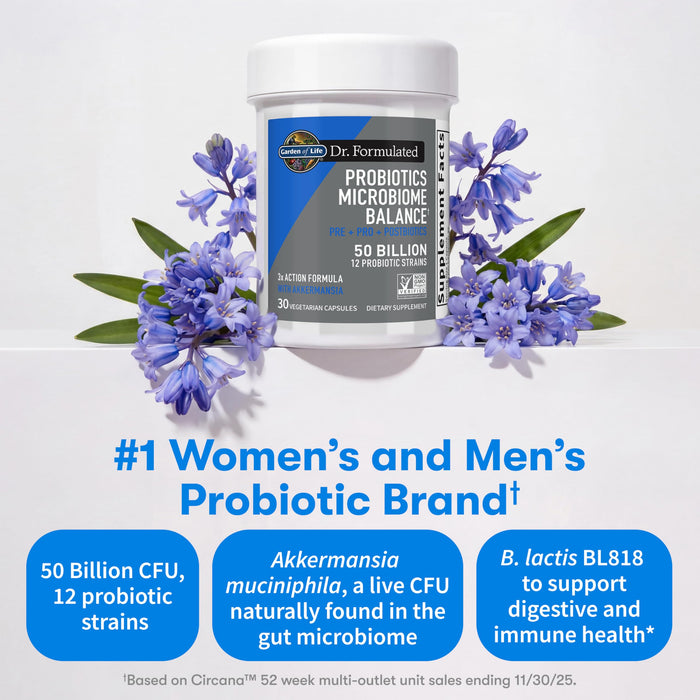 Garden of Life Dr. Formulated Microbiome Balance – 12 Probiotic Strains, 30 Vegetarian Caps