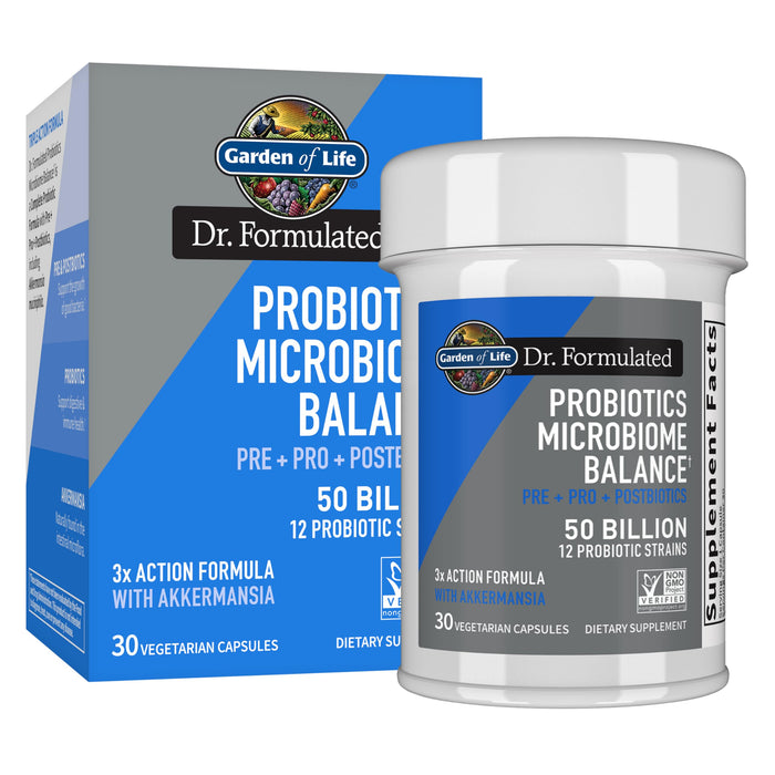 Garden of Life Dr. Formulated Microbiome Balance – 12 Probiotic Strains, 30 Vegetarian Caps