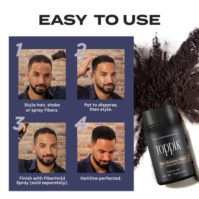Toppik Hair Building Fibers, DARK BROWN, 12g  Fuller Looking Hair